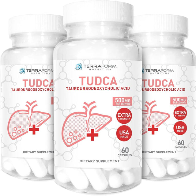 (3 Pack) Terraform Pure TUDCA (Tauroursodeoxycholic Acid) - 500Mg per Serving - Pure Liver Support & Health - 60 Capsules