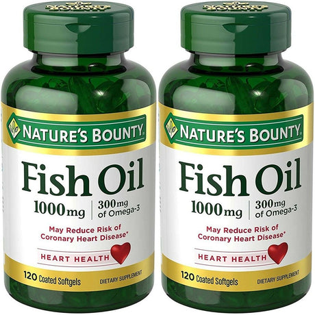 "Nature'S Bounty Fish Oil 1000Mg & Omega-3 300Mg Heart Health, 120Ct, 2-Pack"