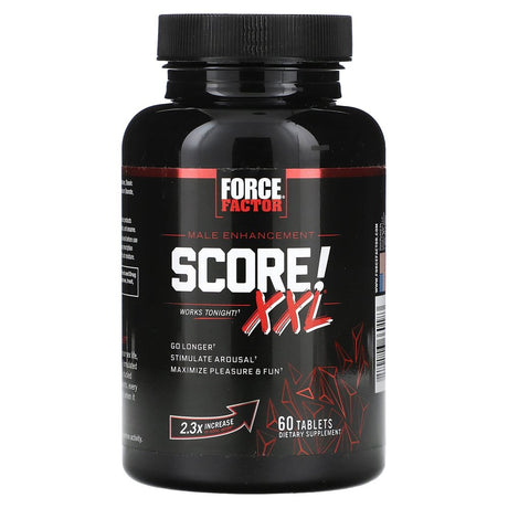 FORCE FACTOR Score! XXL Nitric Oxide Booster Supplement for Men with L-Citrulline, Black Maca, and Tribulus to Improve Athletic Performance, Increase Stamina, and Support Blood Flow, 60 Tablets