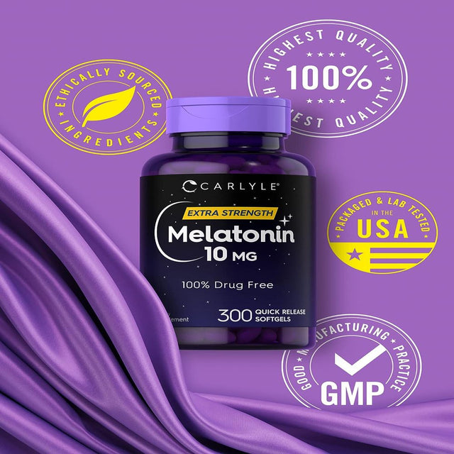 Melatonin 10Mg | 300 Softgels | Extra Strength Sleep Aid | by Carlyle