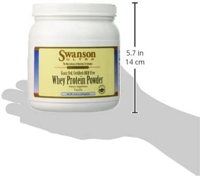 Swanson Grass Fed Cold Pressed Certified Rbgh Free Hormone Free Vanilla Whey Protein Powder with Aminogen Enzyme Sports Nutrition Muscle Workout Support 14.8 Ounces (420 G)