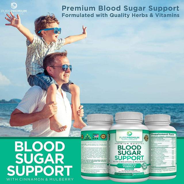 Blood Sugar Support by Purepremium Supplements- Advanced Formula - Non-Gmo - 60 Capsules