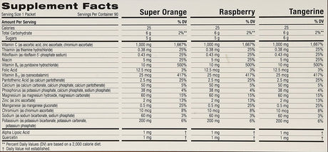 Emergen-C 1,000 Mg Vitamin C Dietary Supplement Drink Mix, Super Orange/Raspberry/Tagerine, 90 Packets