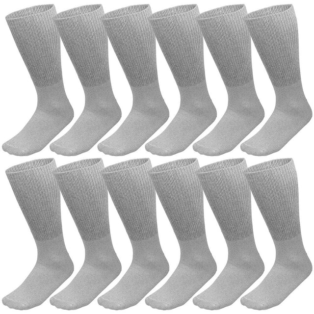 Falari 12 Pairs Diabetic Crew Socks Physicians Approved Socks for Men Women Legs Blood Circulatory Problems, Diabetes, Edema, Neuropathy 13-15 Gray