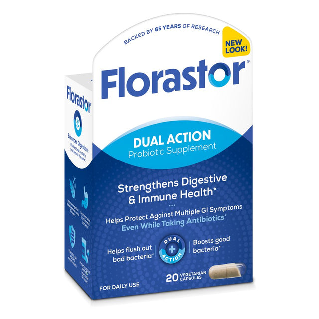 Florastor Unisex Daily Probiotic Supplement, Saccharomyces Boulardii CNCM I-745, 20 Count