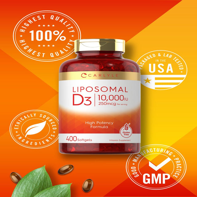 Liposomal Vitamin D3 | 10,000Iu | 400 Softgels | High Potency | by Carlyle