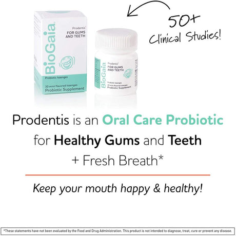 Biogaia Prodentis Mint Lozenges, a Dental Probiotic for Men and Women, Promotes Heathy Teeth and Gums, Fights Bad Breath, Alcohol Free, 30 Lozenges