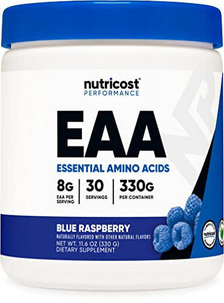Nutricost EAA Powder 30 Servings (Blue Raspberry) - Essential Amino Acids - Non-Gmo, Gluten Free, Vegetarian Friendly