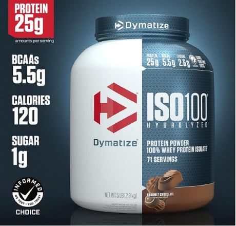 Dymatize Nutrition ISO 100, Whey Protein Powder, Gourmet Chocolate, 5 Pound