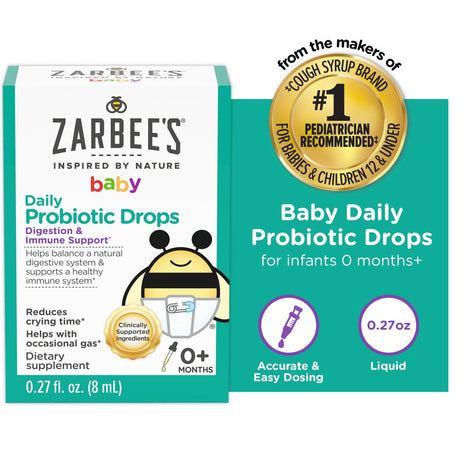 Zarbee'S Baby Probiotic Drops, Digestion & Immune Support*, 0.27 Fl Oz