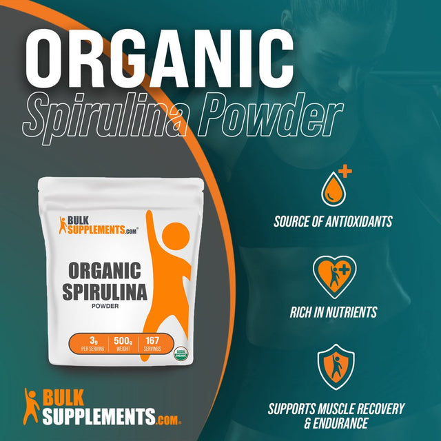 Bulksupplements.Com Organic Spirulina Powder, 3G - Superfood, Nutrient-Rich Powder (500G - 167 Servings)