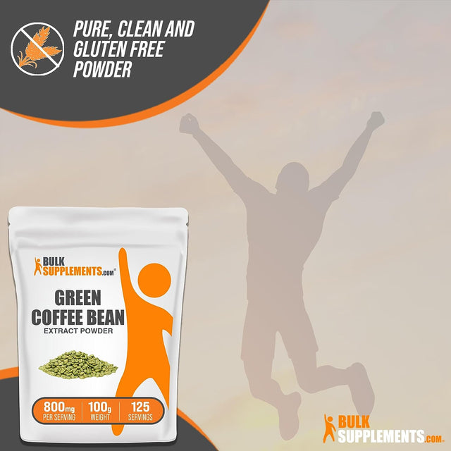 BULKSUPPLEMENTS.COM Green Coffee Bean Extract Powder - Green Coffee Bean Supplements, Green Coffee Bean Powder - Green Coffee Extract, Gluten Free - 800Mg per Serving, 100G (3.5 Oz)