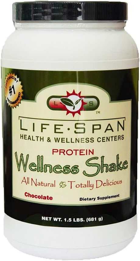 Whey Protein Wellness Shake by Life Span - Chocolate - Net Wt 1.5 Lbs.