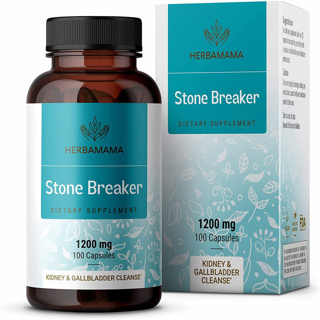 HERBAMAMA Stone Breaker 100 Capsules - Organic Chanca Piedra Kidney & Liver Support, Urinary Cleanse