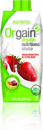 Organic Nutritional Shake Strawberry & Cream 4-Pack 11 Ounces (Case of 3)