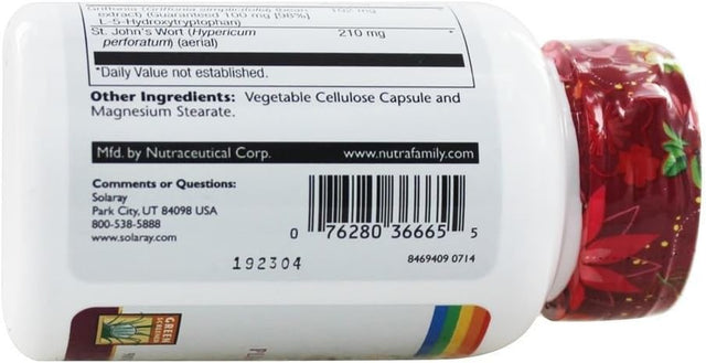 SOLARAY 5-HTP plus St John'S Wort - 30 Enteric-Coated Capsules - 100 Mg - 30 Servings