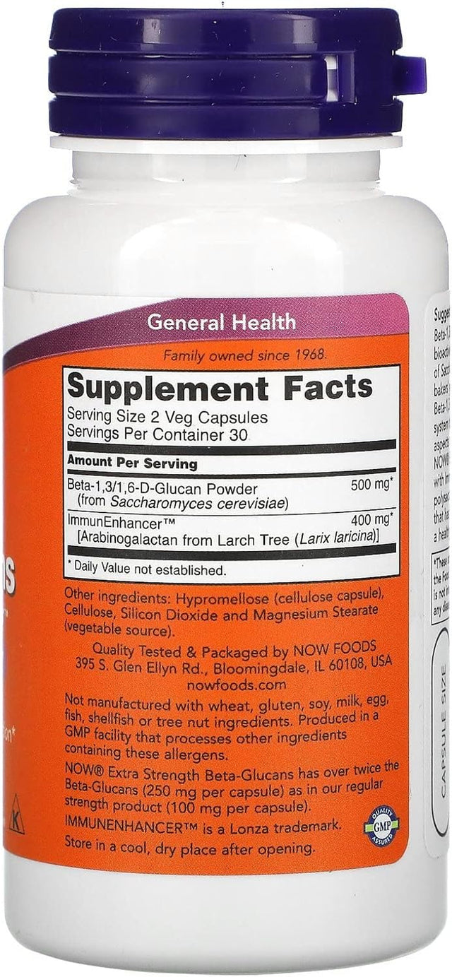 Now Foods Beta-Glucans with Immunenhancer 250Mg - 60 Vcaps 4 Pack