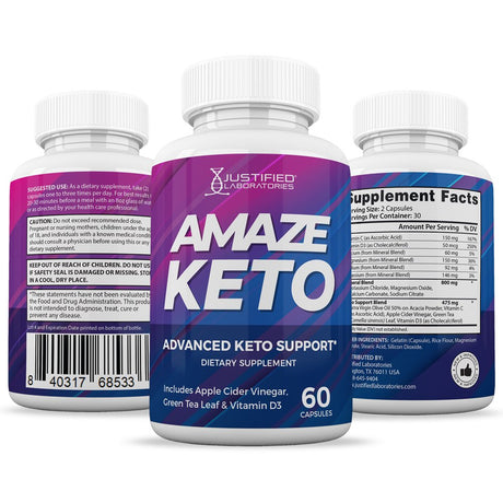 (10 Pack) Amaze Keto ACV Pills 1275Mg Alternative to Gummies Dietary Supplement 600 Capsules