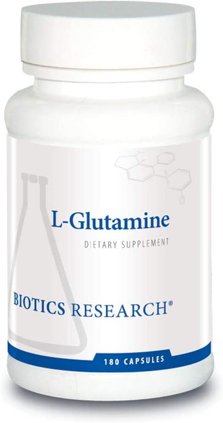 BIOTICS Research L Glutamine, Gastrointestinal Health, Gut Lining Support, Muscle Repair, Lean Muscle, Antioxidant Activity, Free Form Amino Acid. 180 Capsules