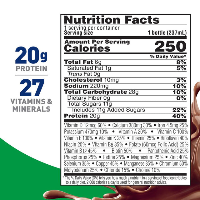 BOOST High Protein Nutritional Drink, Rich Chocolate, 20 G Protein , 6 - 8 Fl Oz Bottles