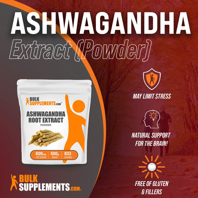 Bulksupplements.Com Ashwagandha Extract Powder, 600Mg - Brain & Energy Support (500G - 833 Servings)