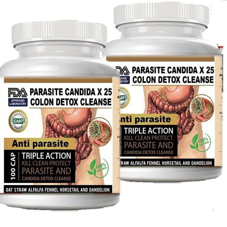 Parasite Cleanse DETOX Liver Colon Yeast Blood Support COLON CLEANSER TEA - 100 Capsules(Pack of 2)