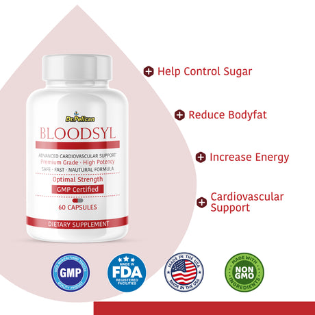 Bloodsyl- Sugar/Heart/Advanced Cardiovascular Support - 60 Capsules- Dr.Pelican