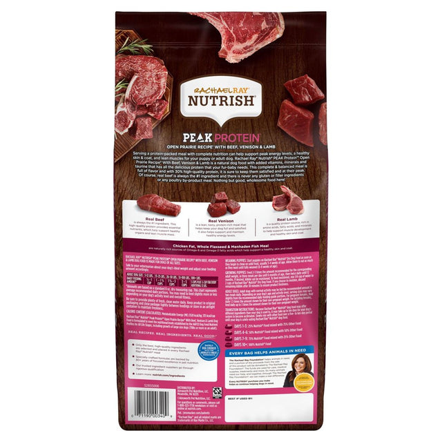 Rachael Ray Nutrish PEAK Protein Open Prairie Recipe with Beef, Venison & Lamb, Dry Dog Food, 4 Lb. Bag