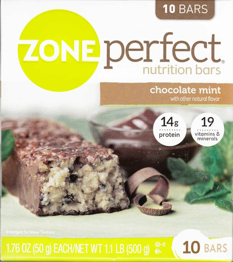 Zone Perfect Nutrition Bar, Chocolate Mint, 1.76 Oz Bar, 10 Count