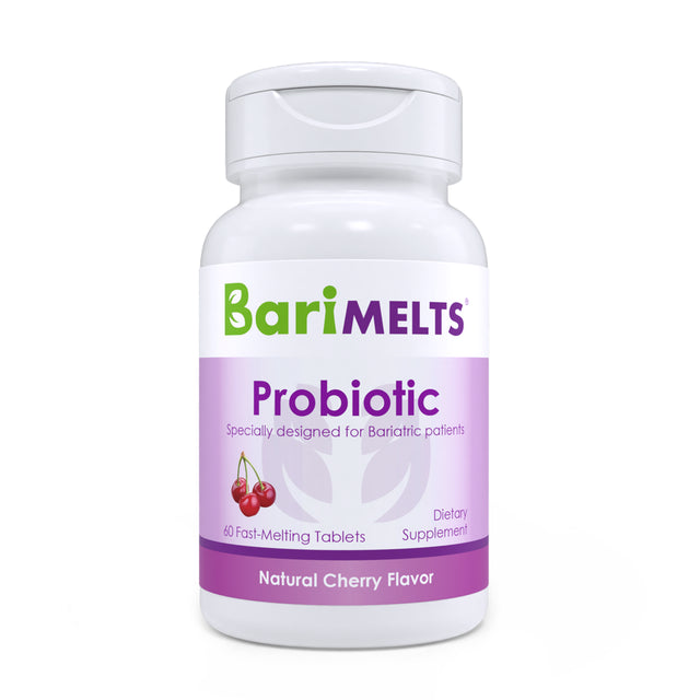 Barimelts Bariatric Probiotics for Digestive Health Support, 60 Fast-Dissolving Tablets, Post Weight Loss Surgery Patients, Cherry Flavored Dietary Supplements