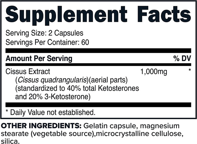 Primaforce Cissus Quadrangularis Extract, - 120 Capsules, 1000Mg per Serving - Gluten Free, Non-Gmo