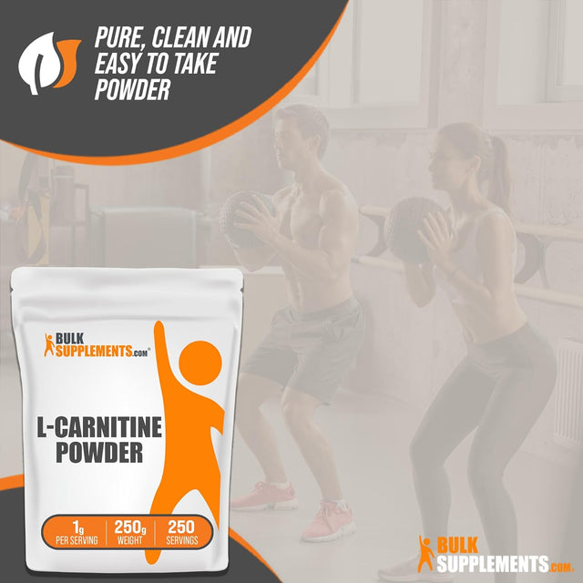 BULKSUPPLEMENTS.COM L-Carnitine Powder - Carnitine Supplement, L Carnitine 1000Mg, Carnitine Powder - Amino Acids Supplement, Energy Support - Gluten Free, 1G per Serving, 250G (8.8 Oz)