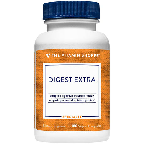 Digest Extra - Digestive Enzymes for Fats, Carbohydrates and Protein Including a Digestive Aid for Gluten and Dairy - Supports Nutrient Absorption (180 Vegetable Capsules) by the Vitamin Shoppe