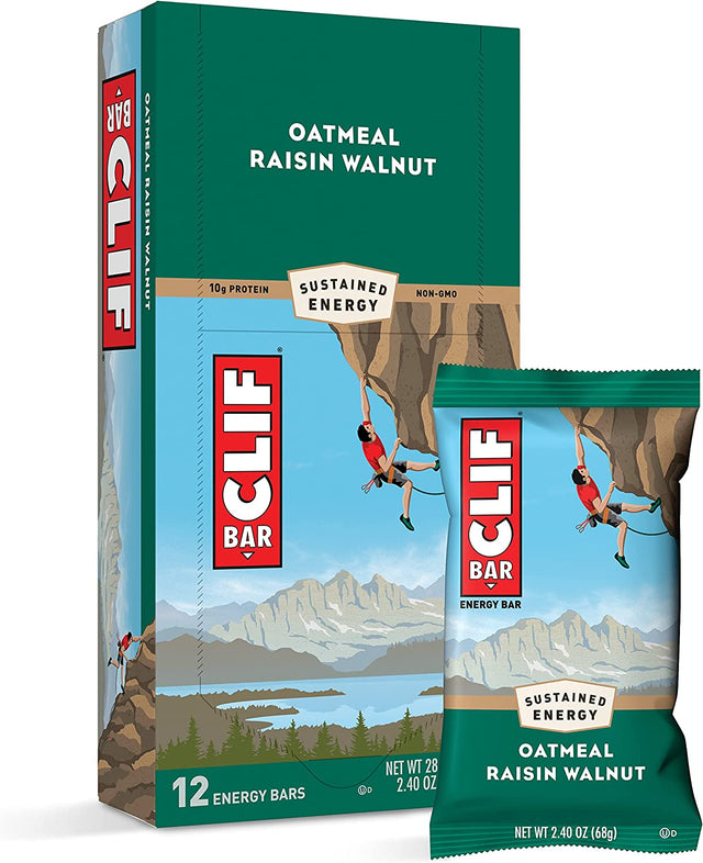 CLIF BARS - Energy Bars - Oatmeal Raisin Walnut - Made with Organic Oats - Plant Based Food - Vegetarian - Kosher (2.4 Ounce Protein Bars, 12 Count)