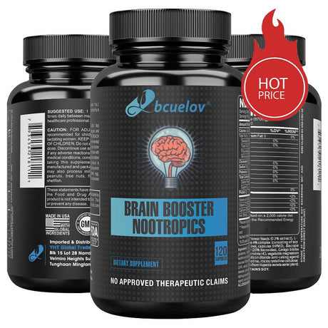 Super Nootropic Brain Booster Supplement - Enhance Focus, Boost Concentration & Improve Memory | Mind Enhancement with Ginkgo Biloba & St Johns Wort for Neuro Energy & IQ