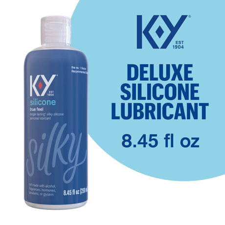 Silicone Lube K-Y True Feel 8.45 Fl Oz Personal Lubricant for Adult Couples, Men, Women, Pleasure Enhancer, Sensual Massage Vaginal Moisturizer, Hormone & Paraben Free, Deluxe, Latex Condom Compatible