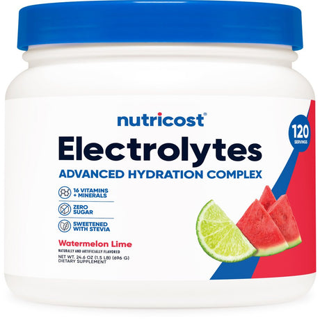 Nutricost Electrolytes Advanced Hydration Powder (Watermelon Lime) 120 Servings Supplement