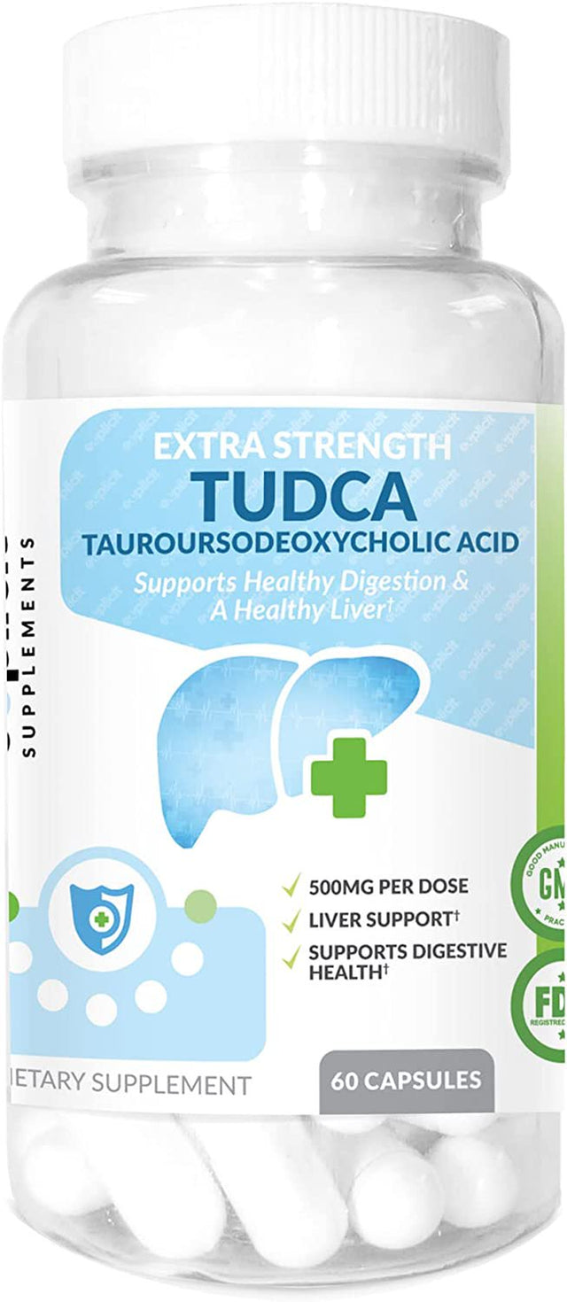 TUDCA (Tauroursodeoxycholic Acid) Liver Support Supplement - 500Mg per Serving - Pure Liver Support & Health - 60 Count