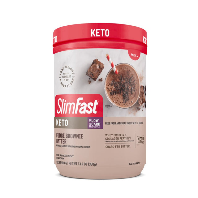 Slimfast Keto Fudge Brownie Batter Meal Replacement Shake Powder, 10 Servings