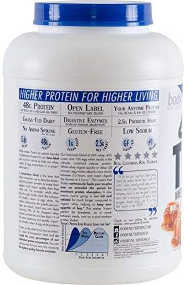 Body Nutrition, Trutein Protein Powder, Breakfast Shake, Meal Replacement, and Pre and Post Workout Recovery Drink Mix, 25 Grams of Protein per Scoop, Salted Caramel, 4 Pounds