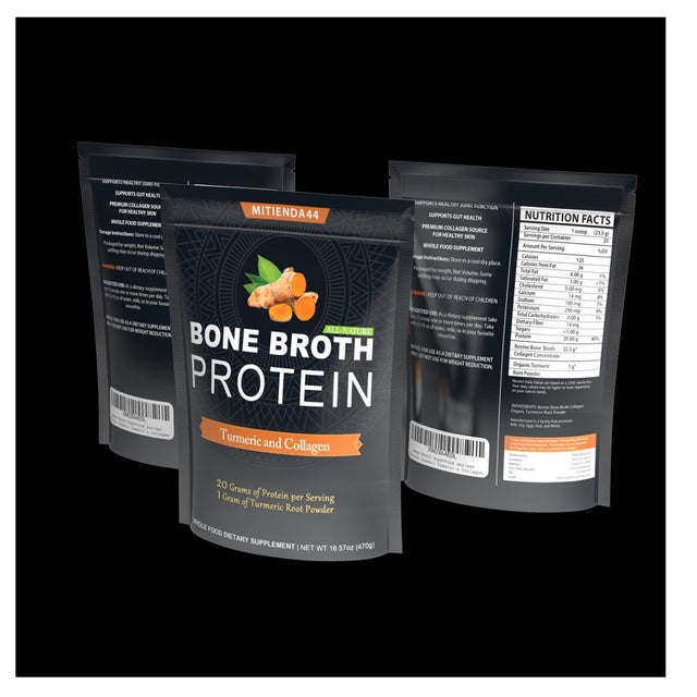 Bone Broth Superfood Ancient Protein Organic Tumeric & Collagen Peptides Bovine Bone Unflavored Premium , Keto & Paleo Friendly Nutrition,Non-Gmo,Gluten Free Supports Joints & Gut Health New - 16.57Oz