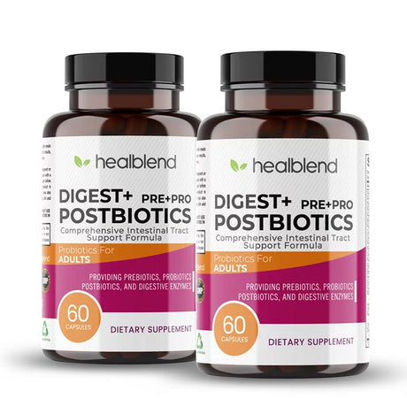 Healblend Digest+ Prebiotic + Probiotic Supplement - Support Digestive Enzymes, Gut Health & Bloating Relief for Women & Men, Vegan, Non-Gmo, Gluten Free - 60 Capsules 2-Pack