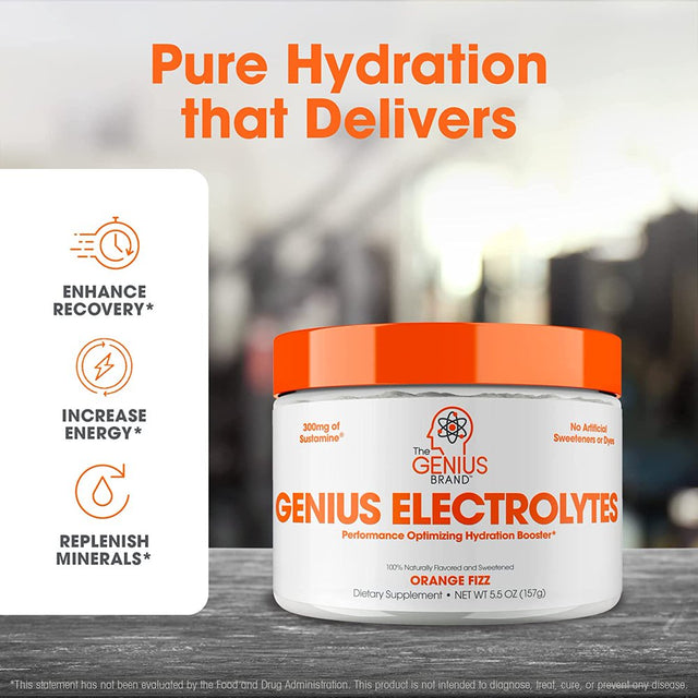 Natural Hydration Booster Endurance Supplement - Performance Enhancing Drink Mix, Orange Fizz, Genius Electrolytes by the Grenius Brand