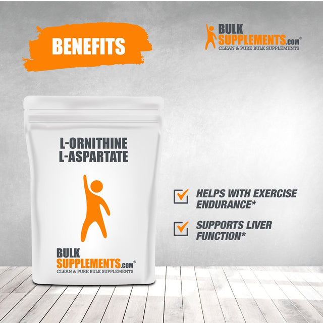 Bulksupplements.Com L-Ornithine L-Aspartate Powder - Liver Support - Amino Acids for the Brain - Urea Powder - Amino Acids Supplement (100 Grams - 3.5 Oz)