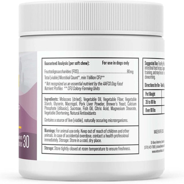 Dr. Boe'S Veterinary Essentials Florapup Probiotic & Digestive Support for Dogs - Maintains Gut Health & Reduces Inflammation - 30 Count (Large & Giant Dogs)