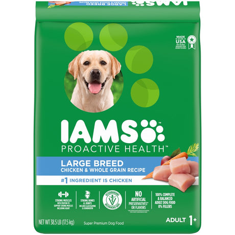 IAMS Adult High Protein Large Breed Dry Dog Food with Real Chicken, 38.5 Lb. Bag