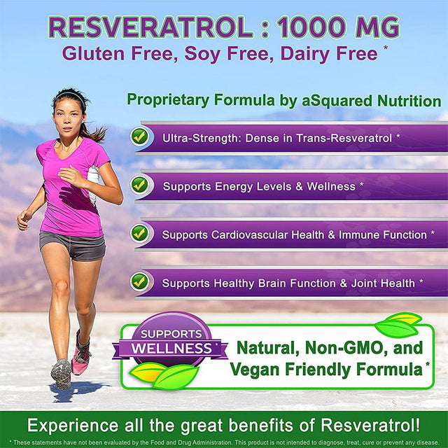 Balincer 100% Natural Resveratrol - 1000Mg per Serving Max Strength (60/120 Capsules) Antioxidant Supplement, Trans-Resveratrol Pills for Heart Health & Pure, Trans Resveratrol & Polyphenols