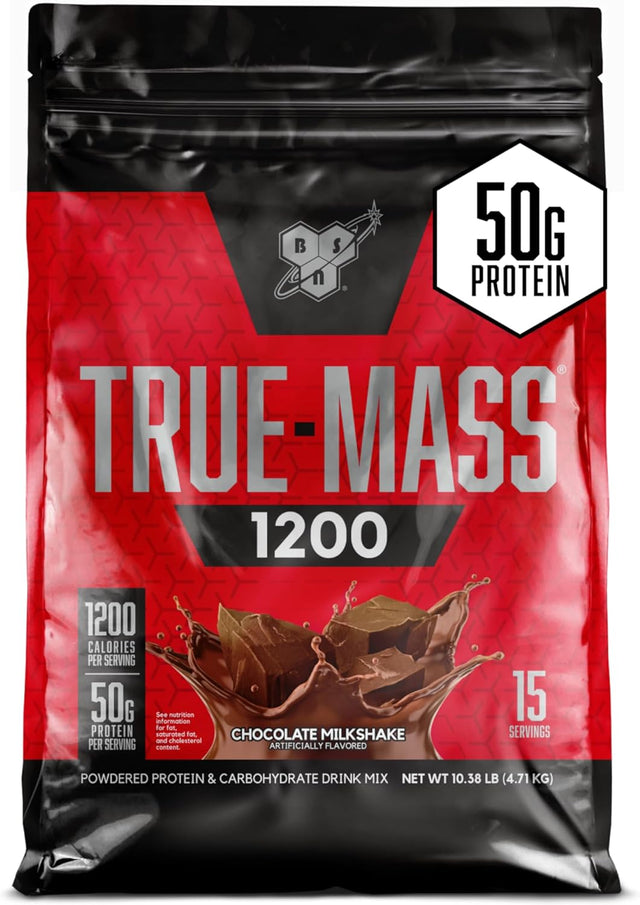 BSN TRUE-MASS Weight Gainer, Muscle Mass Gainer Protein Powder, Chocolate Milkshake, 10.38 Pound (Package May Vary)