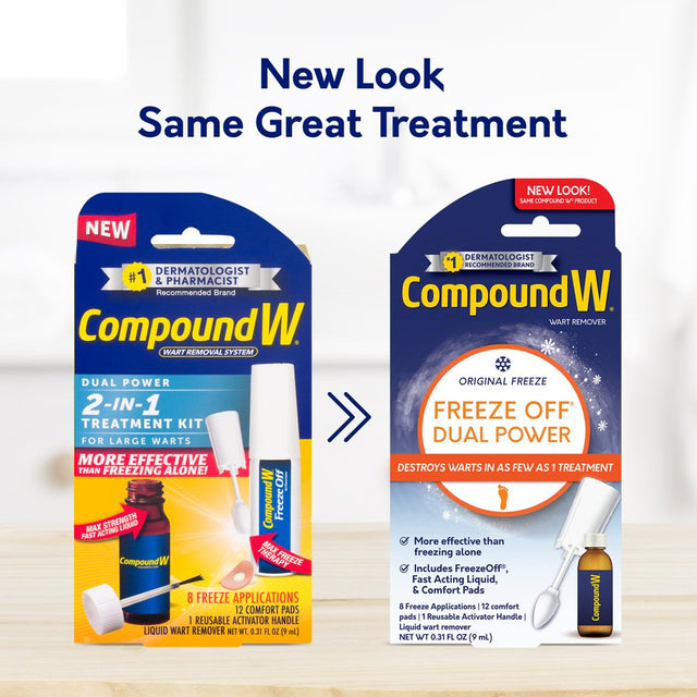 Compound W Dual Power, Freeze off & Liquid Wart Remover, 8 Freeze Applications + 12 Pads