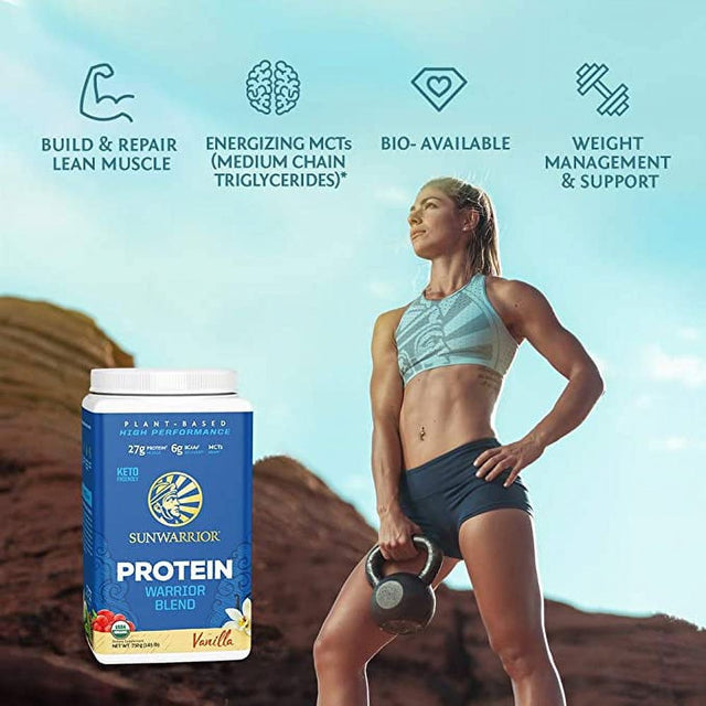 Sunwarrior Vanilla Plant Protein Powder with BCAA | Plant Based Dairy Free Protein Powder, 750G